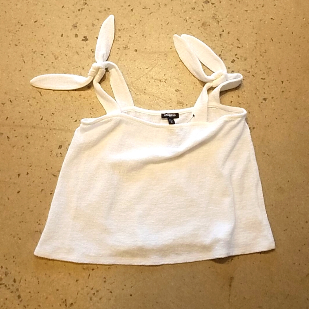 Express white tie strap 100% cotton tank top
